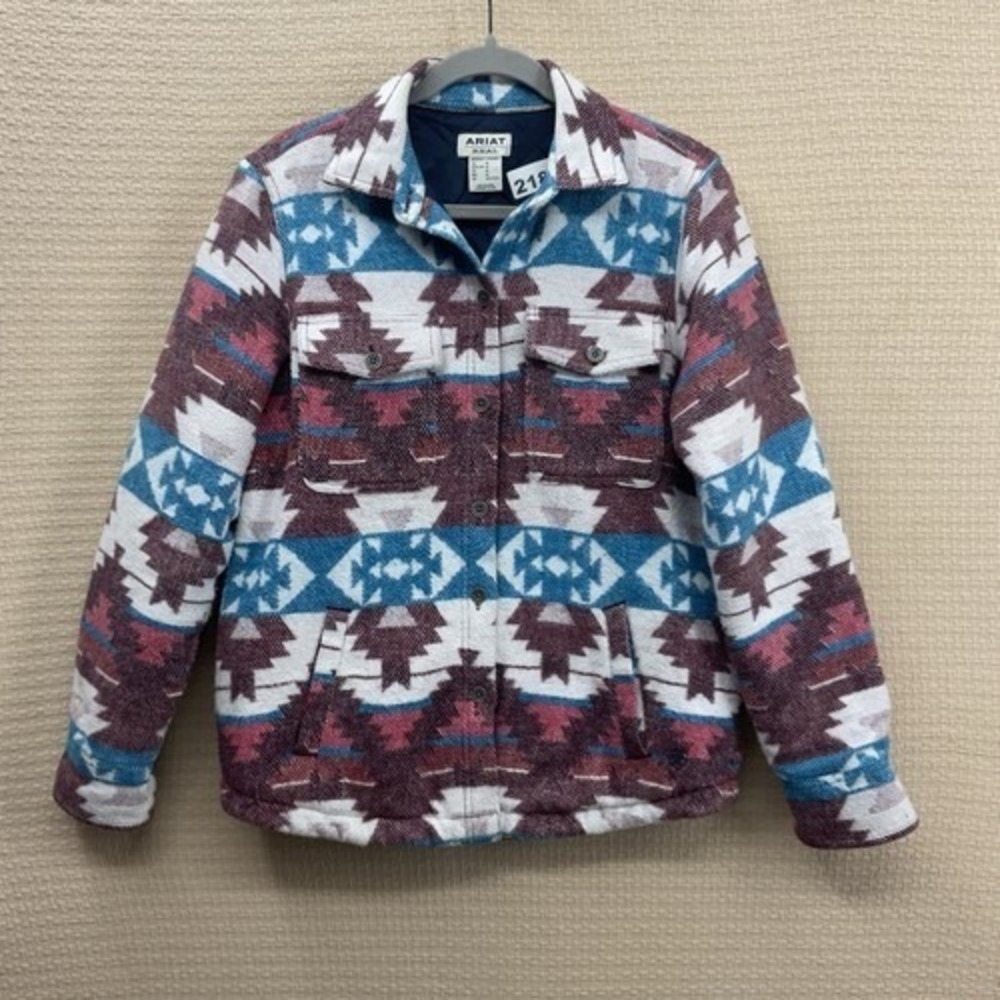 Ariat Real Shacket Baja Jacquard Western Lined Button Front Jacket Women M India